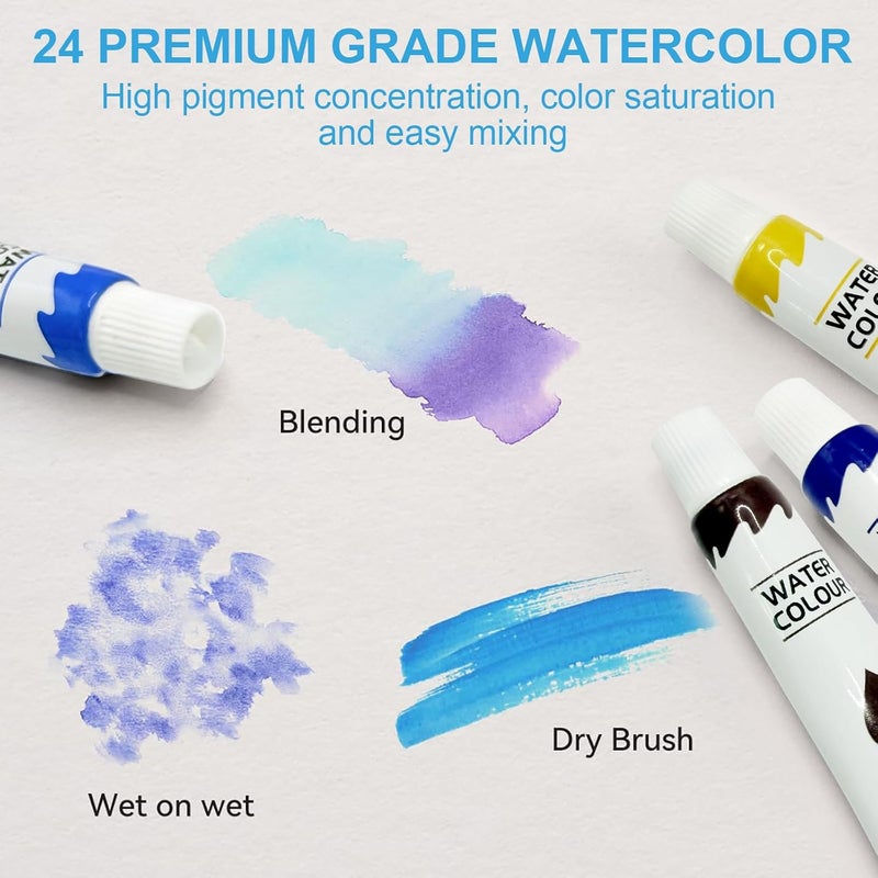 URSOQ Mini Watercolor Paint Set, Travel Paint kit, Pocket Watercolor Set with Paint, Brush, Sketchbook & Copper Clip, Watercolor Travel Kit for Beginners, Artists & Painting Enthusiasts - Image 3